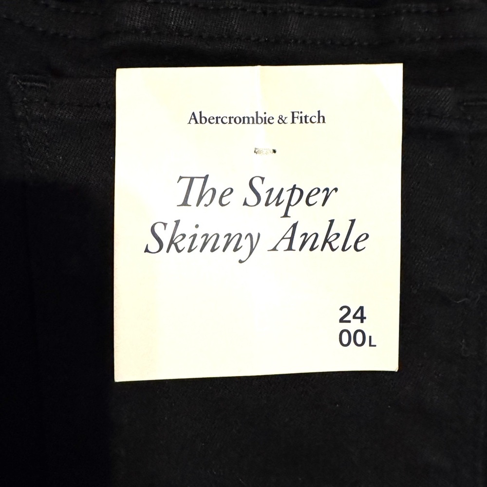 NWT ABERCROMBIE & FITCH - Black Super skinny ankle jeans  SIZE:  00L/24   #R - Picture 9 of 12